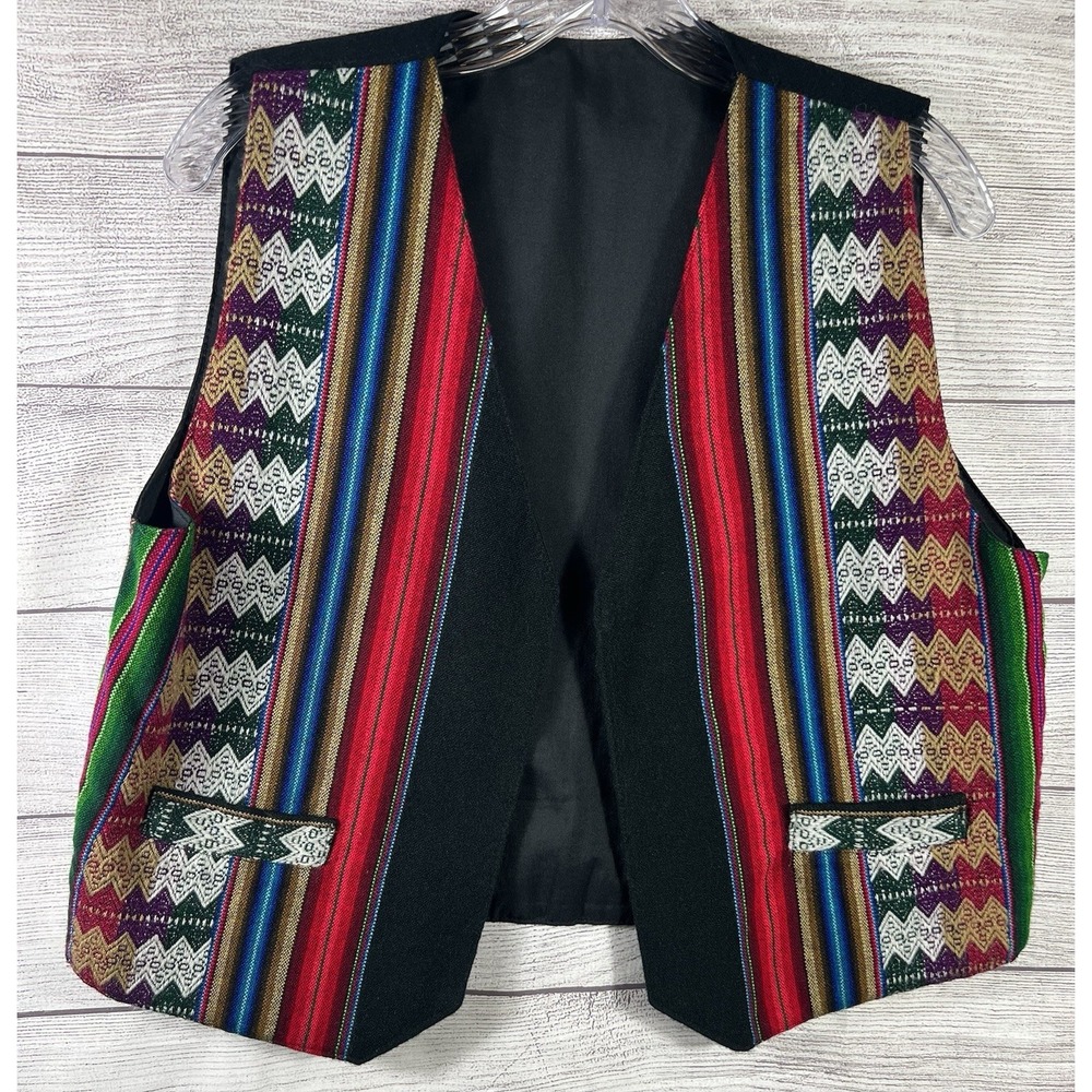 Vintage Handmade Peruvian Andean Geometric Aztec Women's Woven Vest Size Small